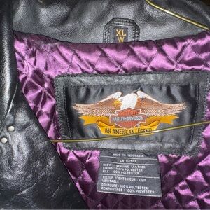 Harley-Davidson Black Leather Jacket with Purple Lining